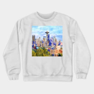 Seattle View in watercolor Crewneck Sweatshirt